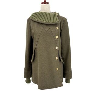 Lauren Moffatt Military Style Pea Coat Winter Coat Green‎ Small